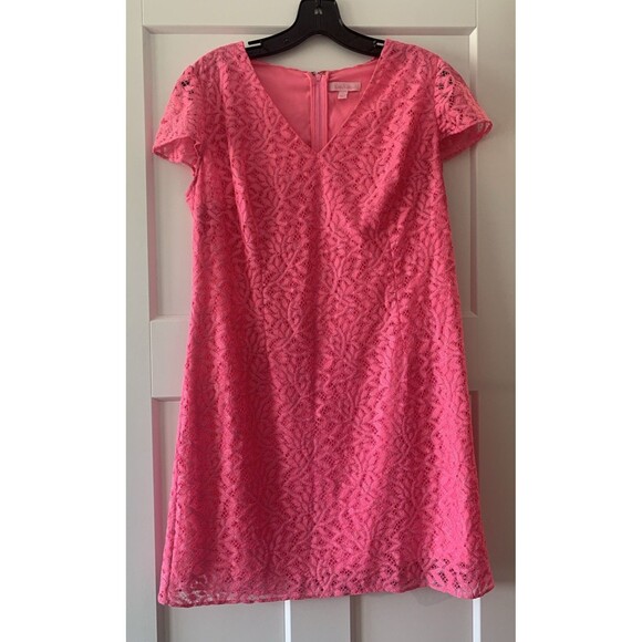 Lilly Pulitzer Dresses & Skirts - Lilly Pulitzer Sun-kissed Pink Erica Jungle Lace Shift Dress Size Large